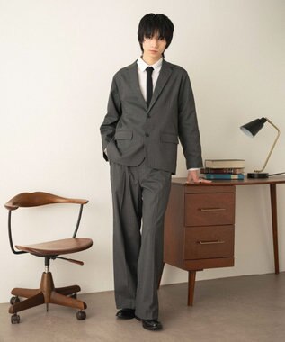 WEGO 【フォーマル/セットアップ対応】シングルテーラードジャケット グレーストライプ