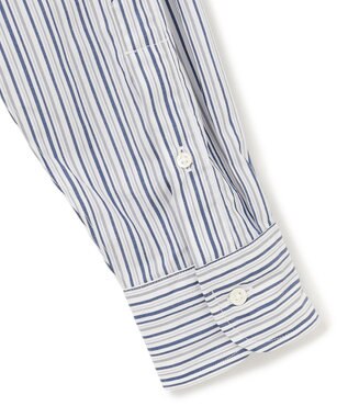 J.PRESS MEN ポプリンマルチストライプ バンドカラーシャツ ネイビー系1