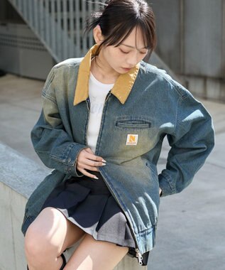 WEGO ワーカーズWジップデニムブルゾン デニム中濃加工色