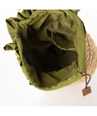 UNBILLION cachecache フリルハンドルラフィアバケツバッグ グリーン