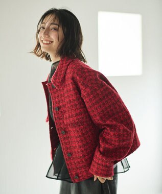 #Newans ツイードブルゾン レッド