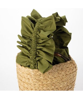 UNBILLION cachecache フリルハンドルラフィアバケツバッグ グリーン