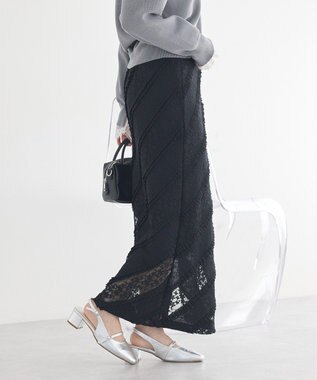 earth music&ecology 総レースナロースカート Black