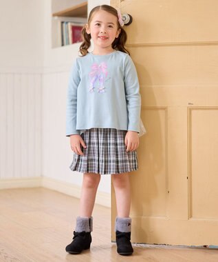 ANY KIDS ラメチェックプリーツスカパン チャコール系