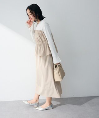 Green Parks ペプラムドッキングワンピース Light Beige