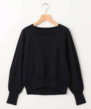 組曲 S 【パールボタン付】ブーケカラーリラクシー ニット ブラック系