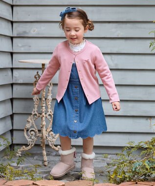 ANY KIDS 音符ボタンカーディガン ピンク