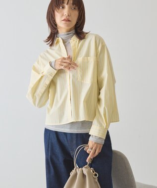 AMERICAN HOLIC 【イージーケア】ショート丈ストライプシャツ Stripe Yellow