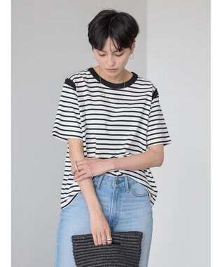 AMERICAN HOLIC バイカラーボーダーカットプルオーバー Border Black