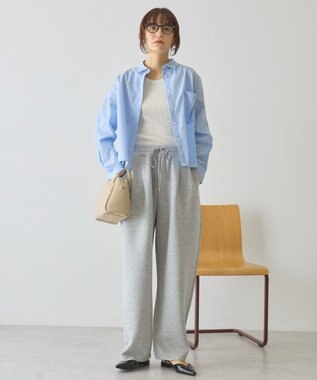 AMERICAN HOLIC 【イージーケア】ショート丈ストライプシャツ Stripe Sax