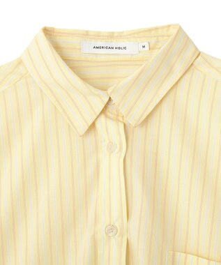 AMERICAN HOLIC 【イージーケア】ショート丈ストライプシャツ Stripe Yellow