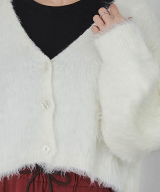 WEGO ファータッチニットショートカーデ ホワイトアイボリー