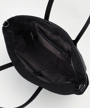 Y'SACCS ナイロン×リサイクルレザー　ホック2WAYトート　Mサイズ ブラック