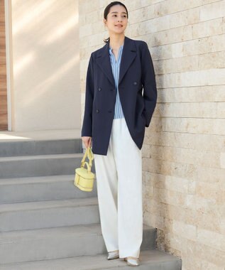 自由区 L 【セットアップ対応・洗える】LIPストレッチワイドストレート パンツ オフ