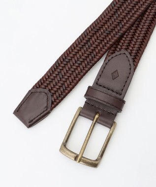 JOSEPH ABBOUD 【イタリア素材・ストレッチ・日本製】 ストレッチレザー ベルト ダークブラウン系