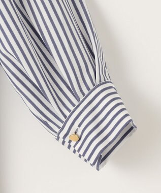 ANY SIS S 【洗える】プチフリル ブラウス ネイビーストライプ