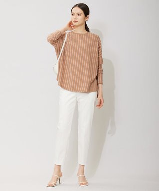 ICB L 【洗える】ヴィスコースワイド ストライプ柄プルオーバー ラディッシュブラウン柄系