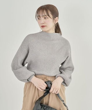 Green Parks ・ｓｗｉｎｇ　ｂｙ　ボトルネックカラーニット Gray Mixture