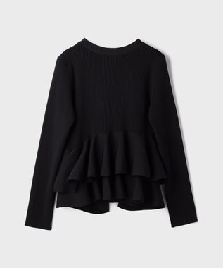 GRACE CONTINENTAL ペプラムニットカーディガン ブラック