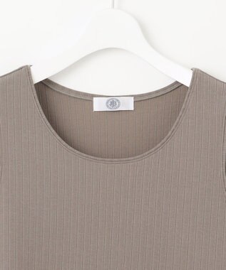 J.PRESS LADIES L ワイドリブジャージー ノースリーブ カットソー モカ系