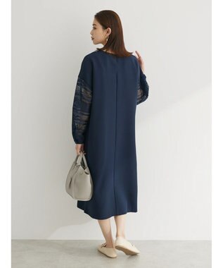 Green Parks 洗える袖レースワンピース Navy