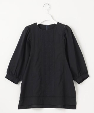 自由区 【洗える・XSサイズあり】ジオメトリックエンブロイダリー ブラウス ネイビー系