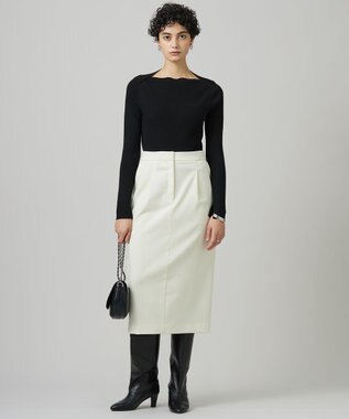 ICB L 【洗える】T/Wベネシャンストレッチ カーブスカート アイボリー系