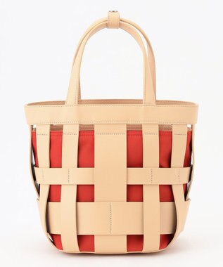 Y'SACCS 【リサイクルレザー】メッシュかごバッグ　small ナチュラル×オレンジ