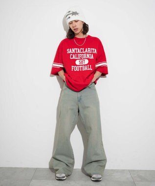 WEGO 【ユニセックス着用ITEM/手洗い可/MLサイズ】フットボールBIG　T（S） レッド