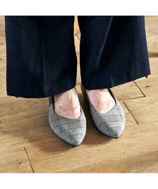 ing <ing>アシンメトリーカットフラットパンプス ダークブラウンキジ