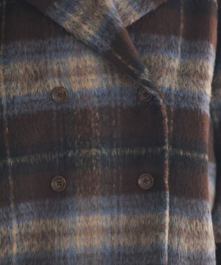 earth music&ecology チェックシャギーコート Check Brown