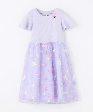 ANY KIDS 刺繍チュールワンピース ラベンダー