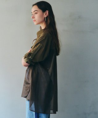 YECCA VECCA メッシュMIXデザインシャツ② Khaki