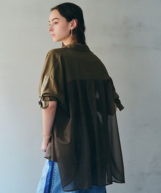 YECCA VECCA メッシュMIXデザインシャツ② Khaki