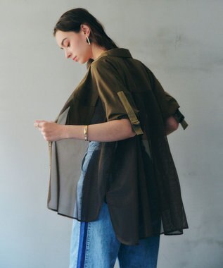 YECCA VECCA メッシュMIXデザインシャツ② Khaki