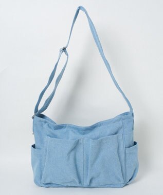 WEGO 立体ポケットキャンバスショルダー デニム淡色