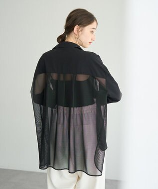 YECCA VECCA メッシュMIXデザインシャツ② Khaki