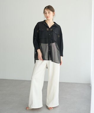 YECCA VECCA メッシュMIXデザインシャツ② Khaki