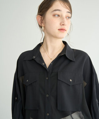 YECCA VECCA メッシュMIXデザインシャツ② Khaki