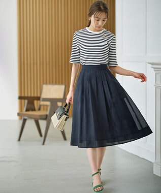 組曲 L ベーシックリブTシャツ オフ×ブラック系1