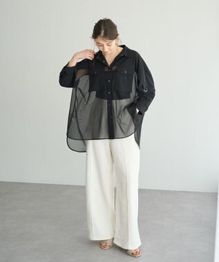 YECCA VECCA メッシュMIXデザインシャツ② Khaki