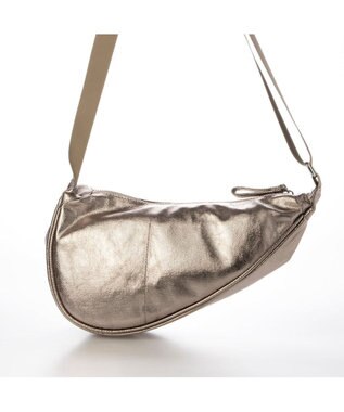 UNBILLION カシュカシュ cachecache / アシンメトリーメタリックショルダーバッグ ダークシルバー