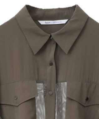 YECCA VECCA メッシュMIXデザインシャツ② Khaki
