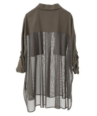 YECCA VECCA メッシュMIXデザインシャツ② Khaki