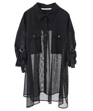 YECCA VECCA メッシュMIXデザインシャツ② Khaki