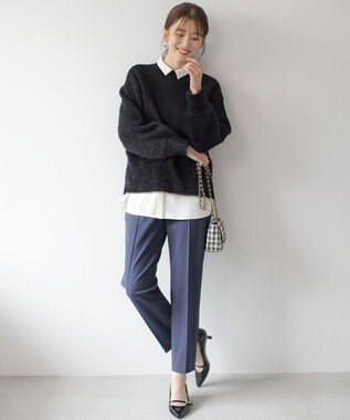 ANY SIS 【洗える】グラデーションフェザー ニット ブラック