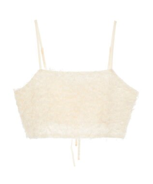 earth music&ecology フリンジミックスチュールビスチェ Ivory