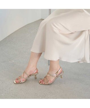 MODE ET JACOMO <MODE ET JACOMO>アシンメトリーストラップサンダル ベージュコンビ