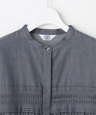 J.PRESS LADIES シアーデニム フレンチスリーブ ブラウス ブルーシャンブレー系