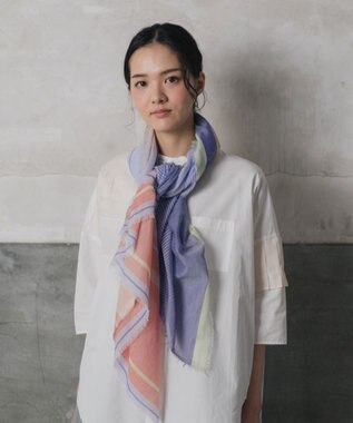 POLS 播州織 極細コットンストール パープル